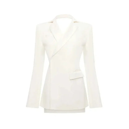 Weißer Blazer Damen Offener Rücken Tailliert
