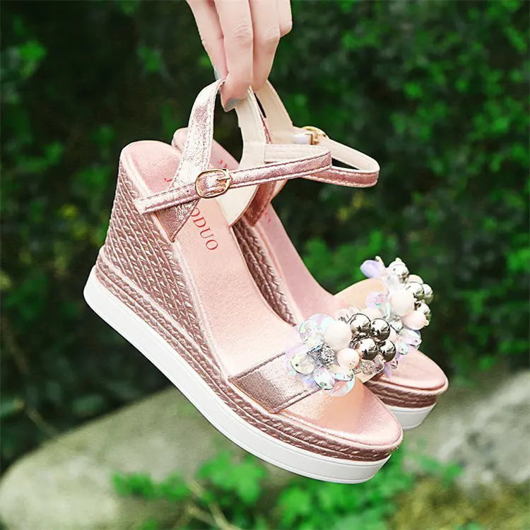 Hohe Wedges Sandalen Damen Schick