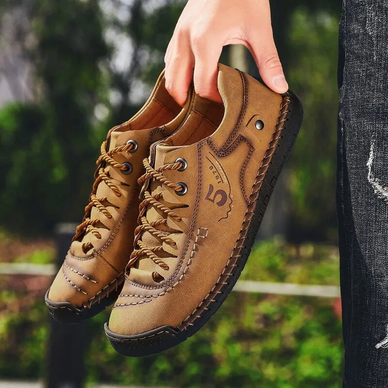 Herren Leder Schuhe Braun Casual