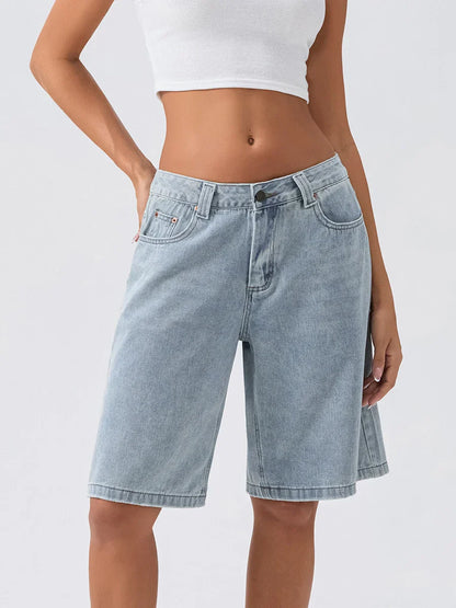 Damen Bermuda Shorts Loose Fit Jeans Bequem