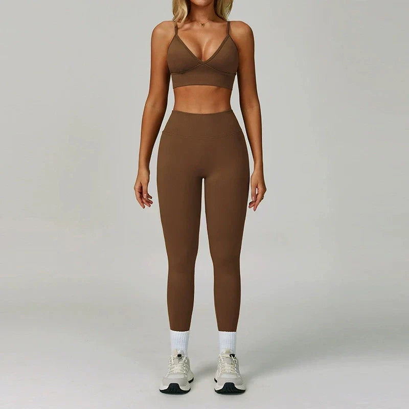 Sport Outfit Set Damen 3-teilig Leggings BH Jacke
