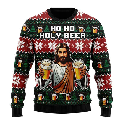 Herren Weihnachtspullover Lustig Bier Motiv