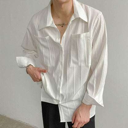 Herren Hemd Lissabon Stil Gerippt Vintage
