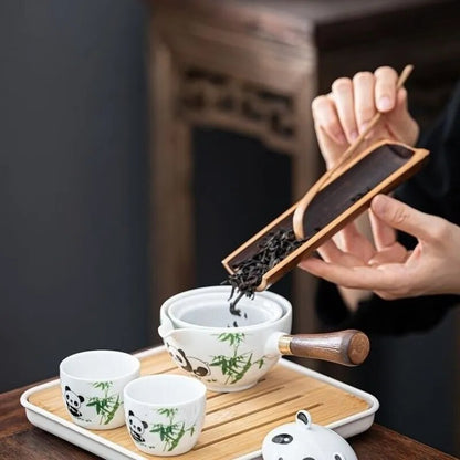 Rotierendes Teeset Panda Marmor Modern
