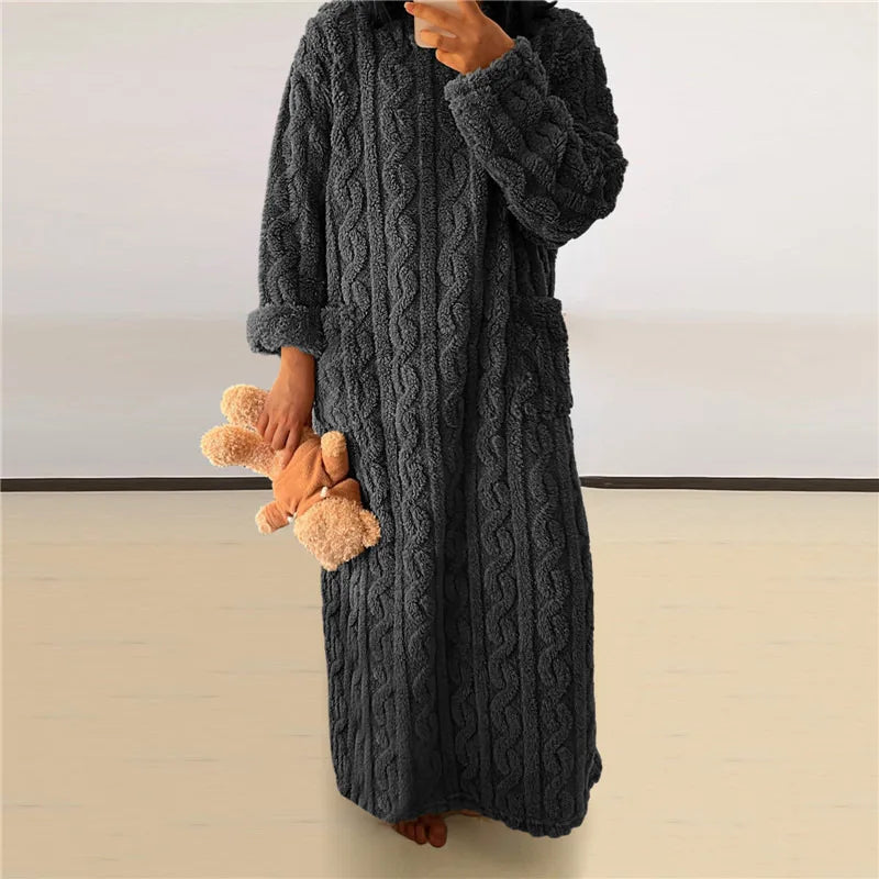 Weiches Fleece Kleid Teddylook Warm