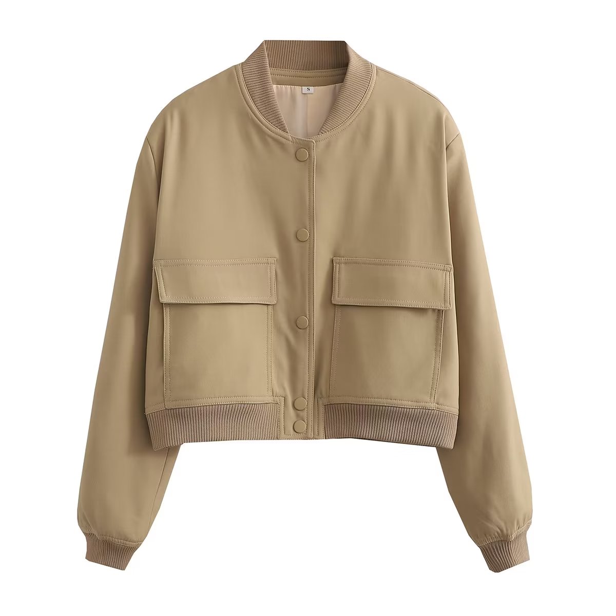 Damen Kurzjacke Modern mit Taschen und Cropped Schnitt