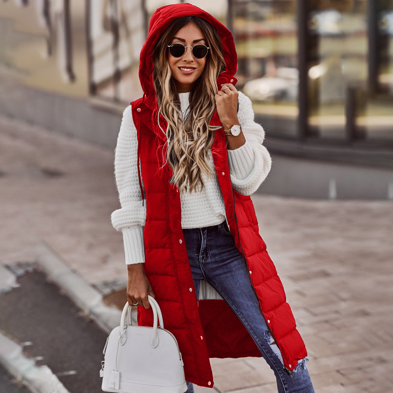 Damen Bodywarmer Lang Frauen Steppjacke Warm