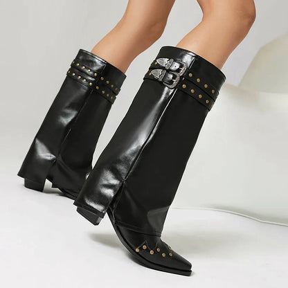 Western Stiefel Damen Spitze Kappe Nieten