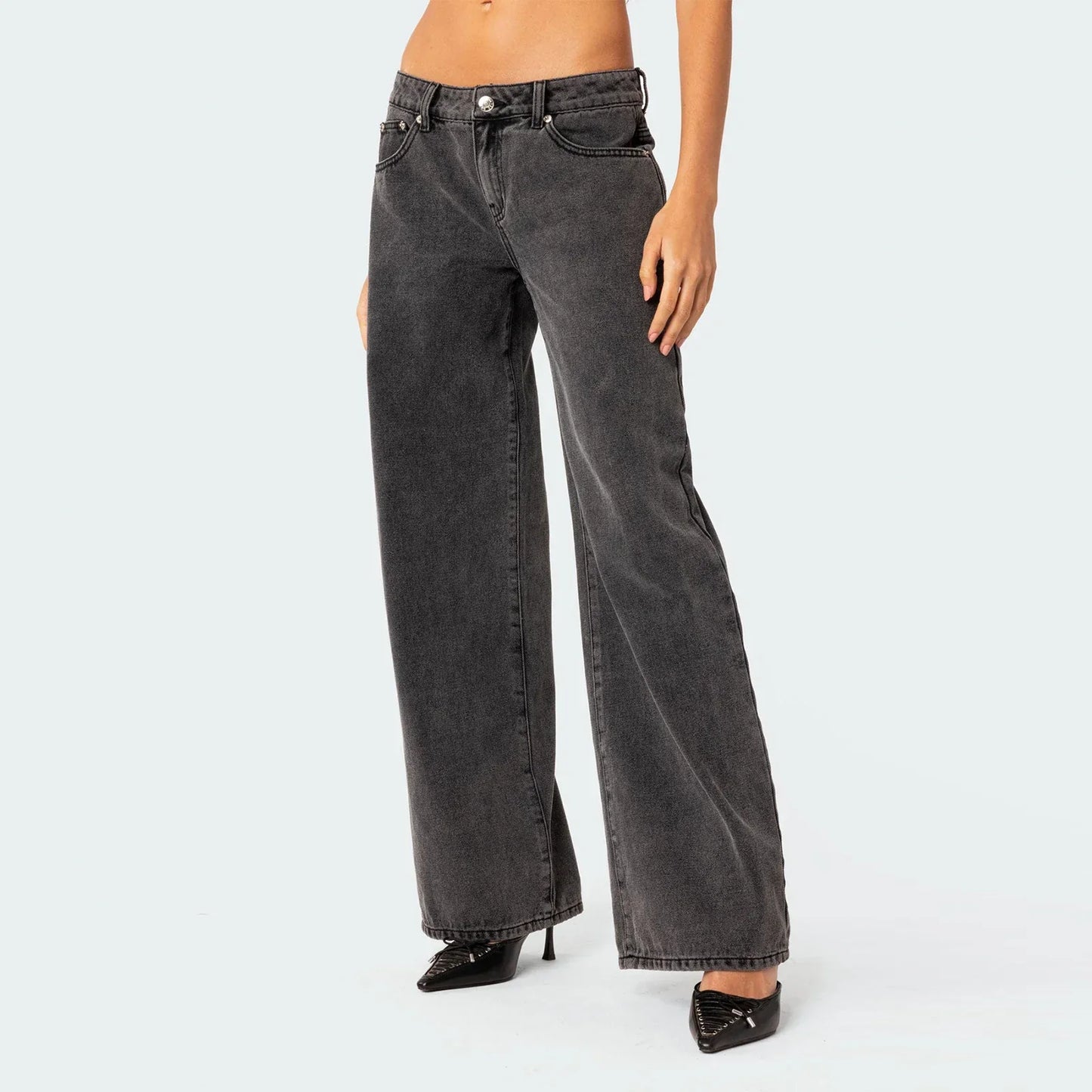 Damen Jeans Weitbein Vintage Dunkelwash - BerlinGlamour