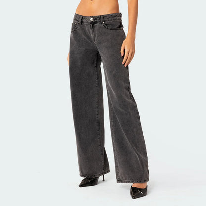 Damen Jeans Weitbein Vintage Dunkelwash - BerlinGlamour