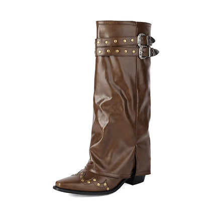 Western Stiefel Damen Spitze Kappe Nieten