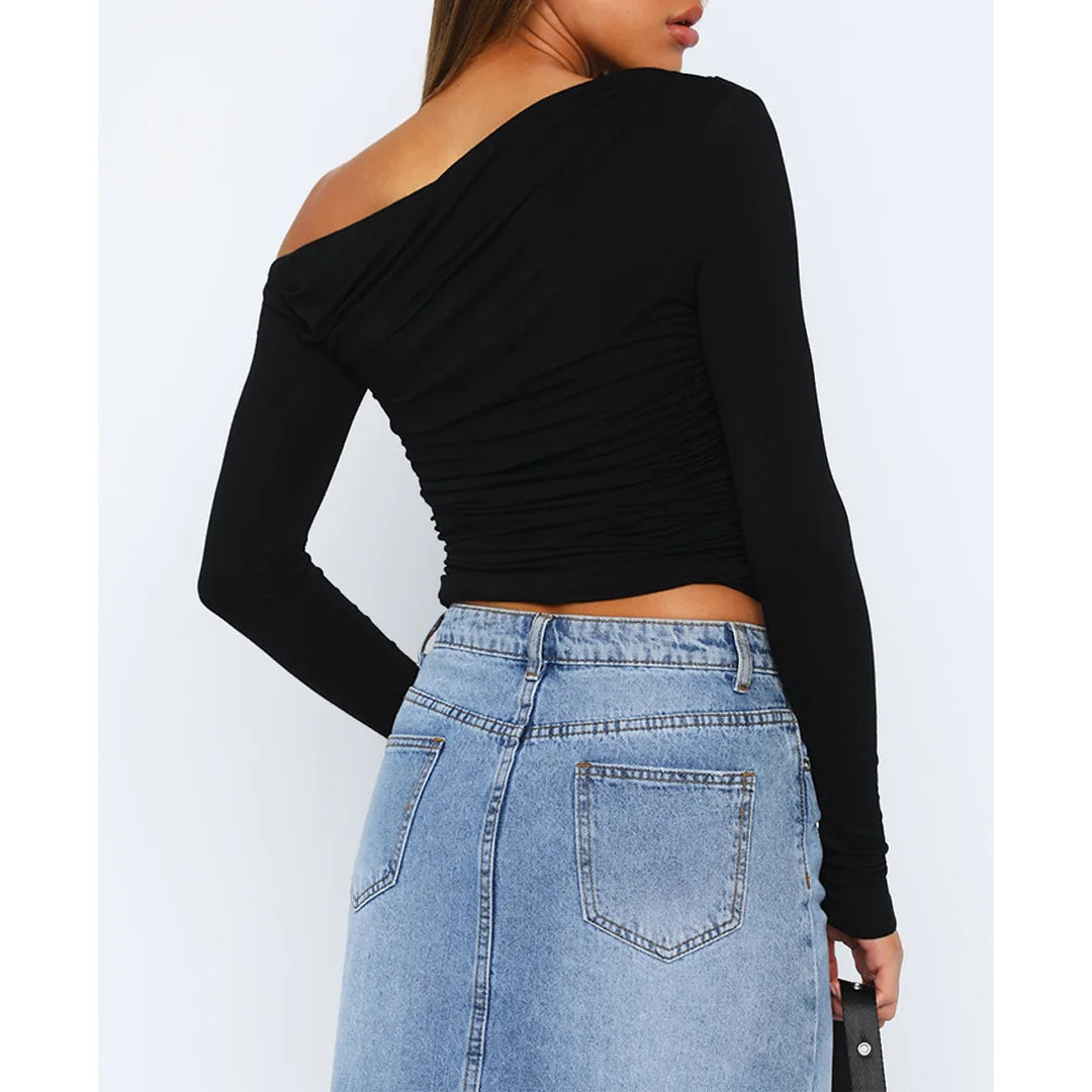 Damen Oberteil Langarm Twisted Top Modern