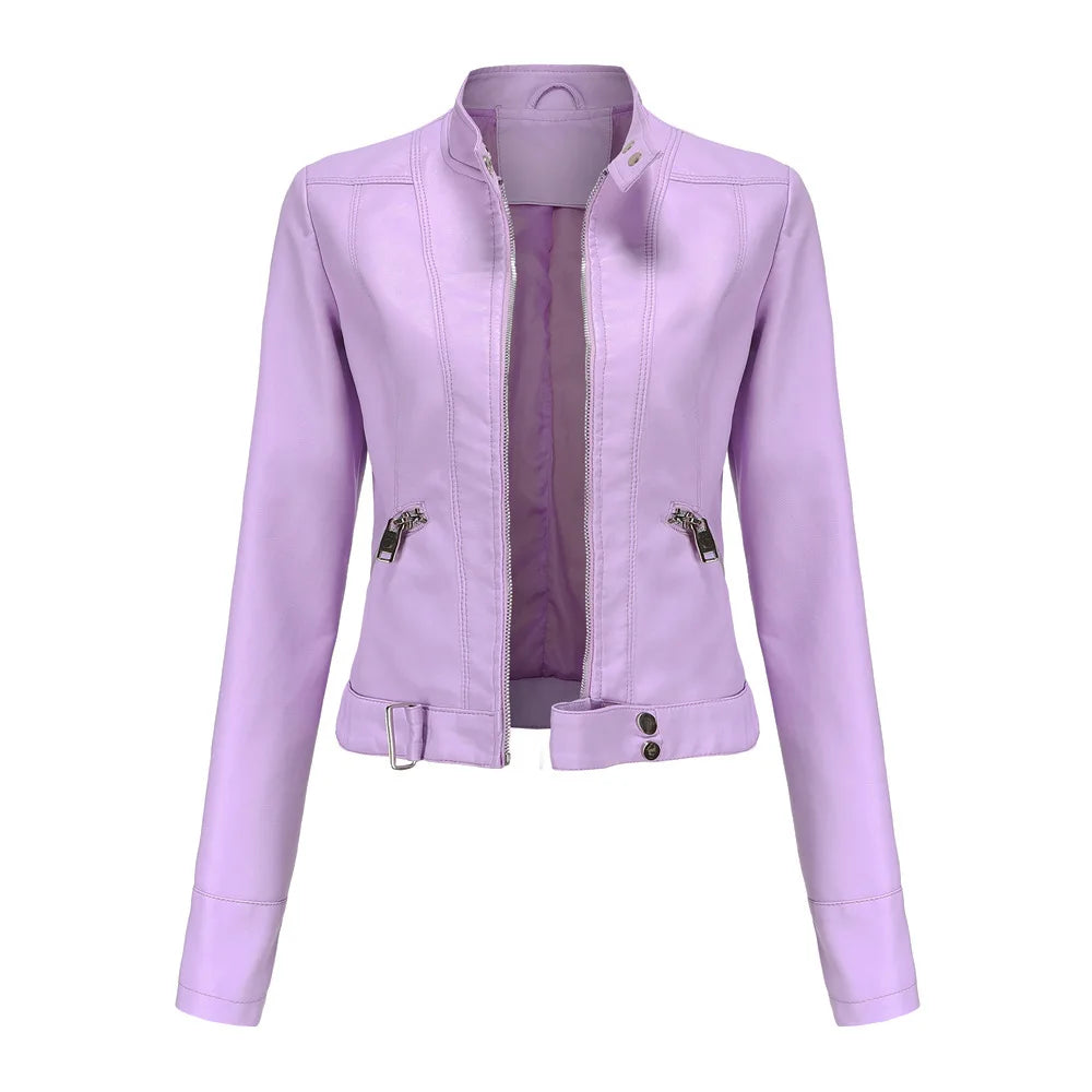 Veloura Bikerjacke Damen lila vegan Leder