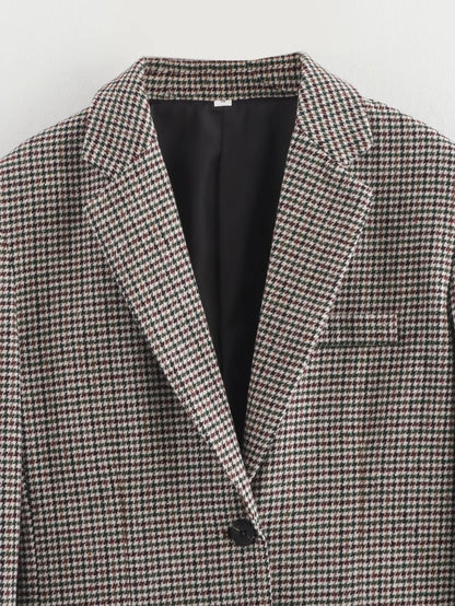 Damenblazer Kariert Oversized Klassisch