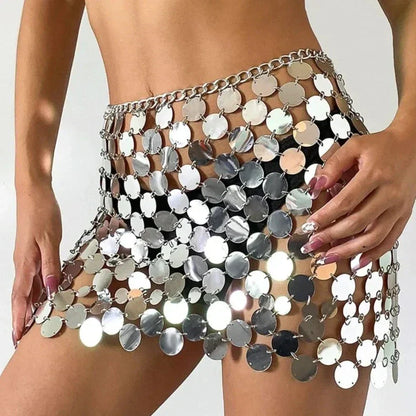 Glänzender Minirock Paillettenkleid Partyrock