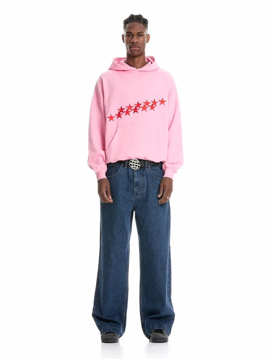 Damen Hoodie Groß Oversized Sternen Print Streetwear