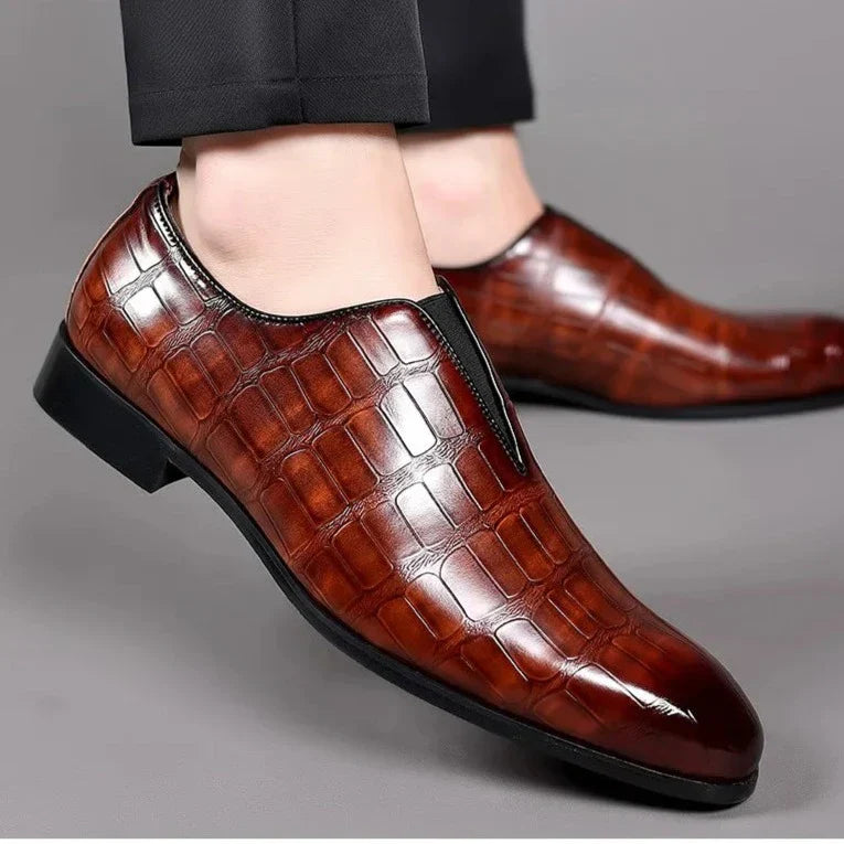 Elegante Herren Leder Loafer Schuhe Schwarz