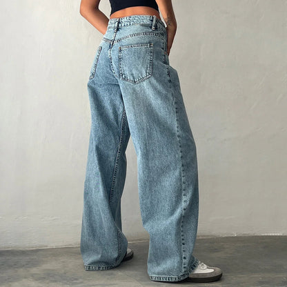 Damen Jeans Weitbein Helle Vintage Jeans