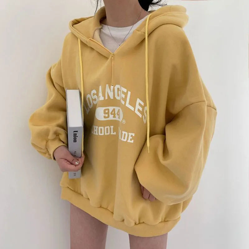 Große Hoodie Los Angeles Print Sportlich Leger - BerlinGlamour