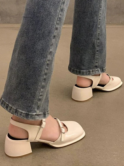 Blocksandale Damen Quadratisch Vintage Stil
