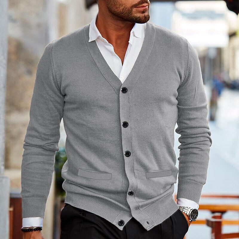 Strickjacke V-Ausschnitt Damen Knopfleiste Elegante