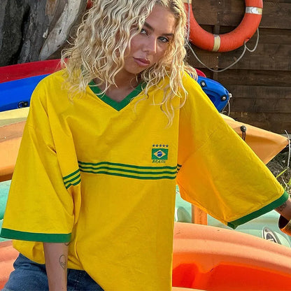 Damen T-Shirt Oversized Retro Style Sportlich