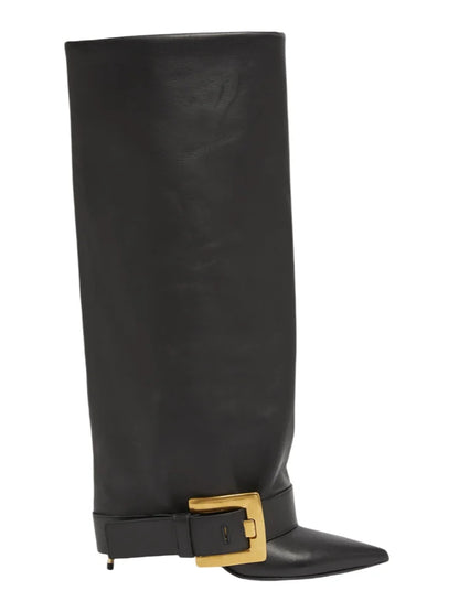 Velmira Stiefel Damen High Heel Gold Schnalle