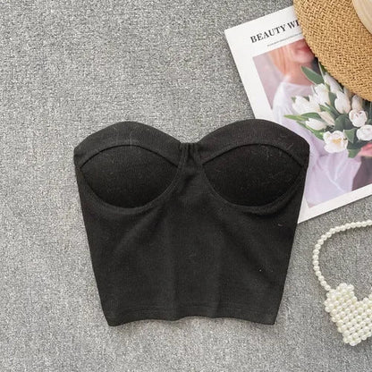 Damen Bustier-Top mit Rippenstruktur und Push-Up-Effekt