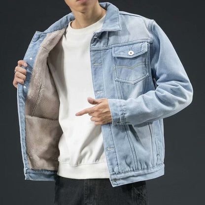 Herren Jeansjacke Winter Stilvoll Schwarz - BerlinGlamour