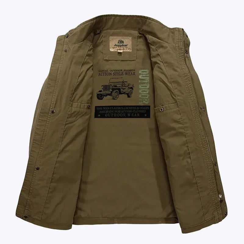Freizeitjacke Stehkragen Multitaschen Lässig Outdoor