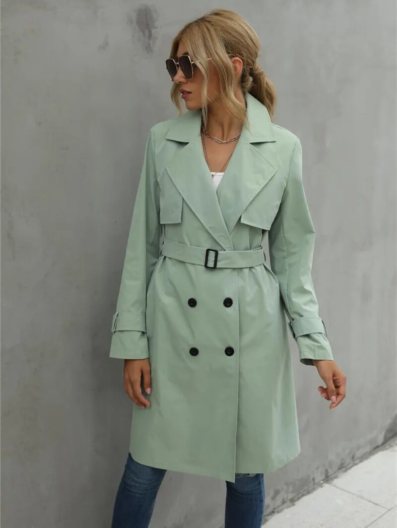Schmale Damen Trenchcoat Stilvoll Wasserfest - BerlinGlamour
