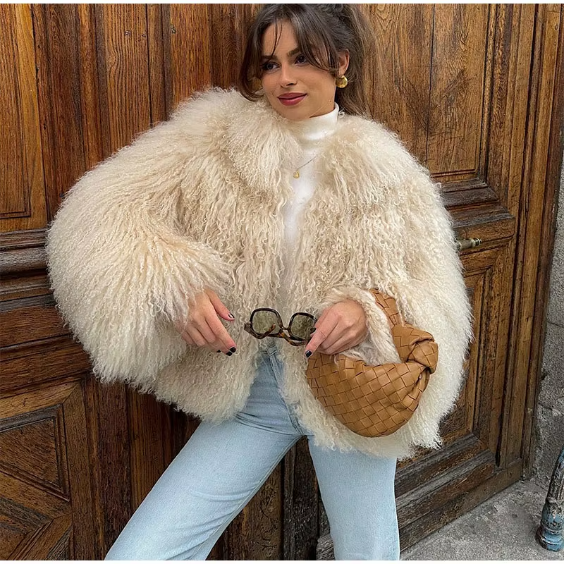 Kunstpelzjacke Oversized Fluffig Boho Style - BerlinGlamour