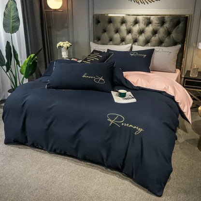 Luxus Bettwäsche mit Stickdesign Elegante Schlafzimmer