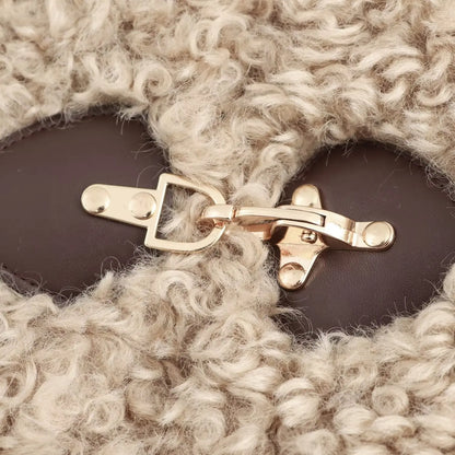 Teddyjacke Beige Faux Fur Warm mit Schnallen Kuschel Effekt