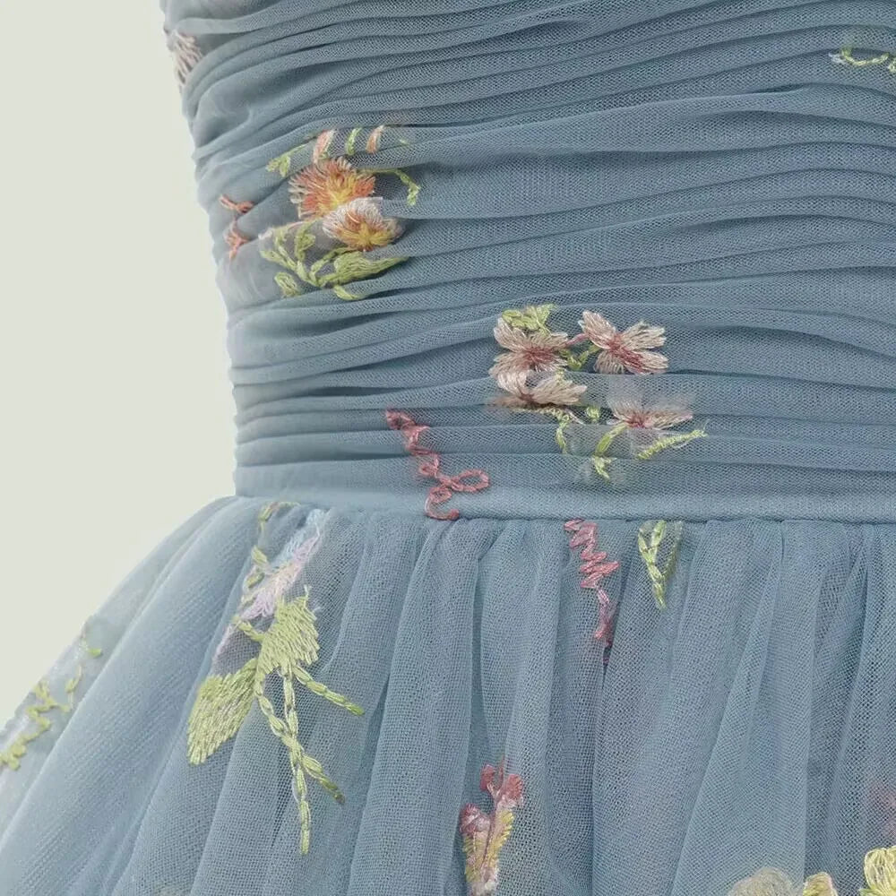 Kurzes Partykleid Grün Spitze Blumen Abendkleid