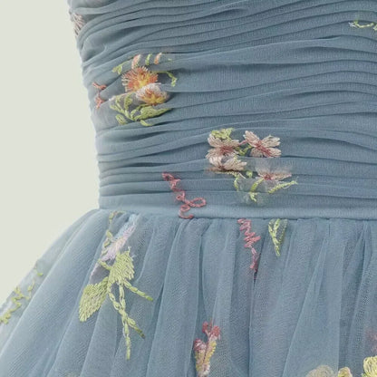 Kurzes Partykleid Grün Spitze Blumen Abendkleid