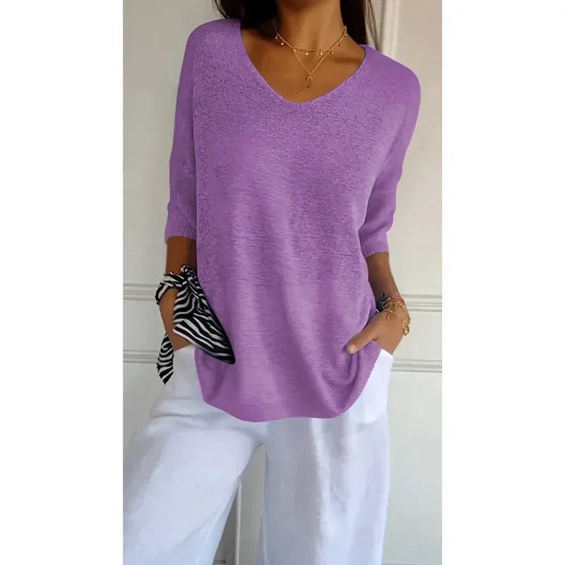 Weicher Strickpullover Fein Gestrickt Damen