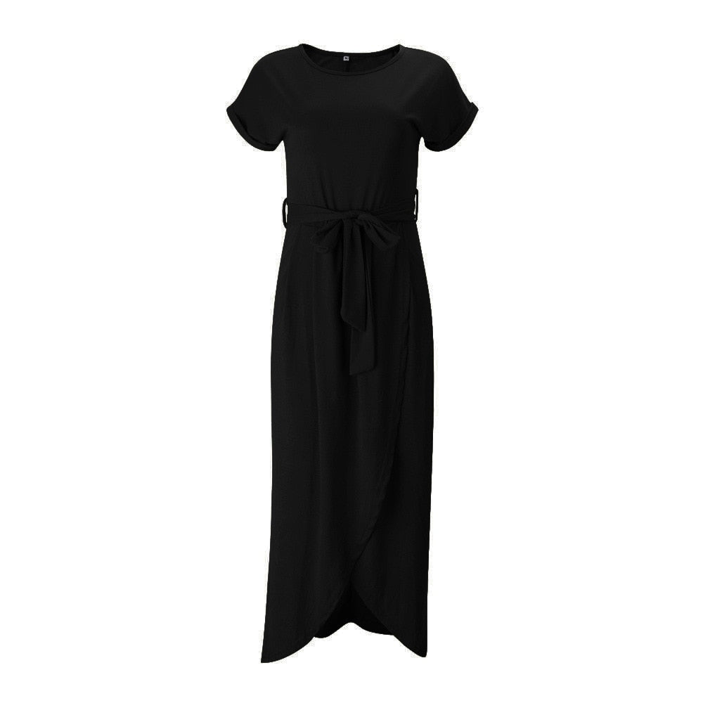 Damen-Maxikleid mit Seitenschlitz, lässiger Schnitt