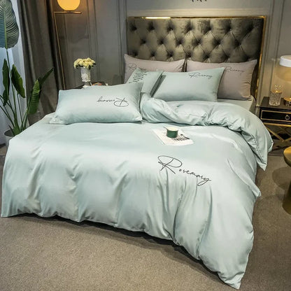 Luxus Bettwäsche mit Stickdesign Elegante Schlafzimmer