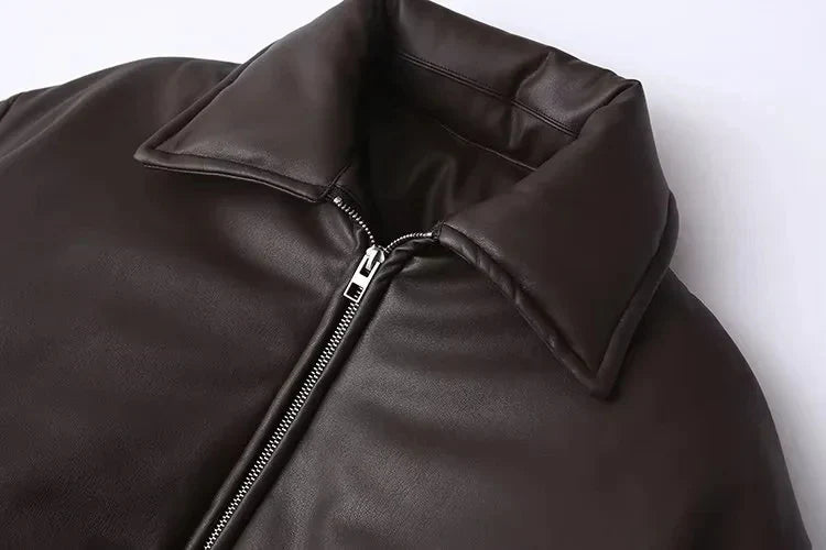 Veganer Bomberjacke Oversized Lederjacke Herren