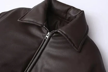 Veganer Bomberjacke Oversized Lederjacke Herren