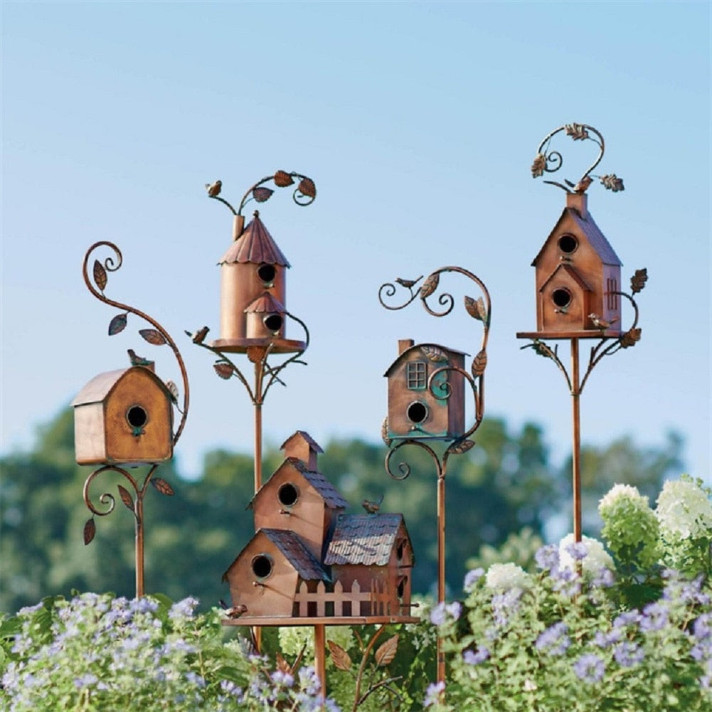 Vogelhaus Gartenstecker Metall Dekorativ Tierfreundlich - BerlinGlamour