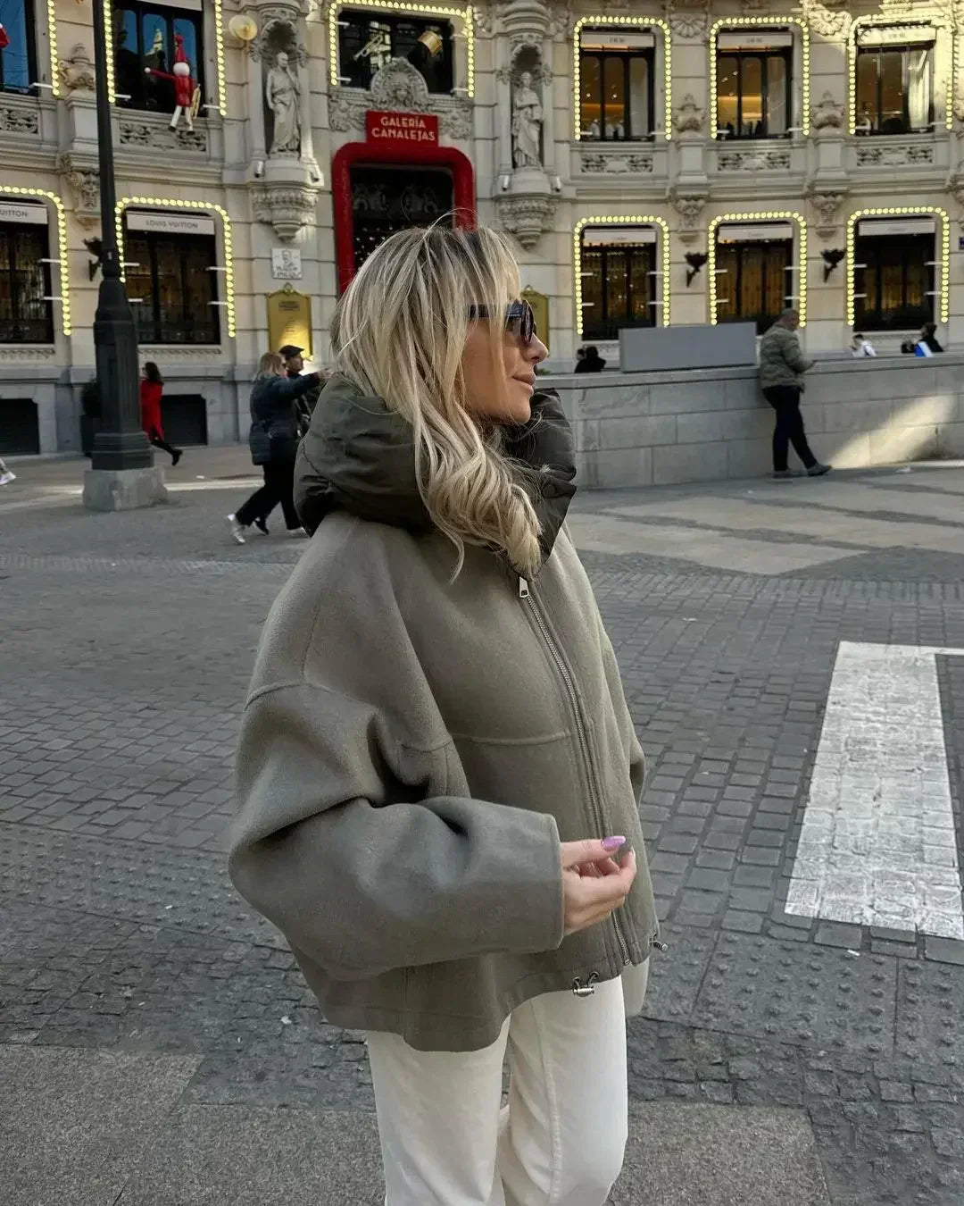 Frauen Herbstjacke Elegante Lederjacke Schwarz