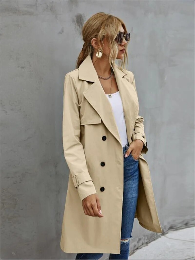 Schmale Damen Trenchcoat Stilvoll Wasserfest