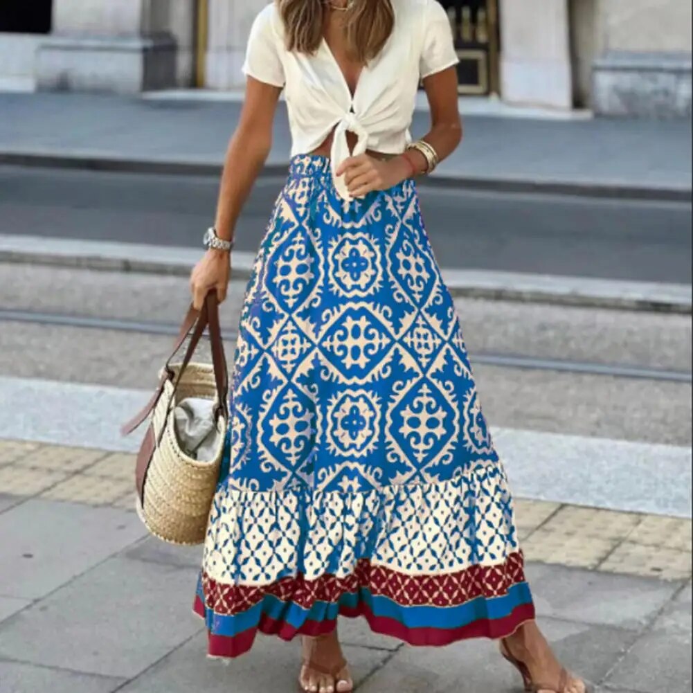 Boho Maxi Rock Damen Lang Kleid Floral Print