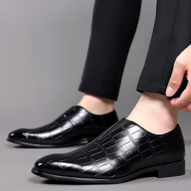Elegante Herren Leder Loafer Schuhe Schwarz