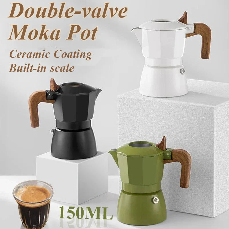 Edle Vintage Espresso-Kanne Doppelventil Kupfer
