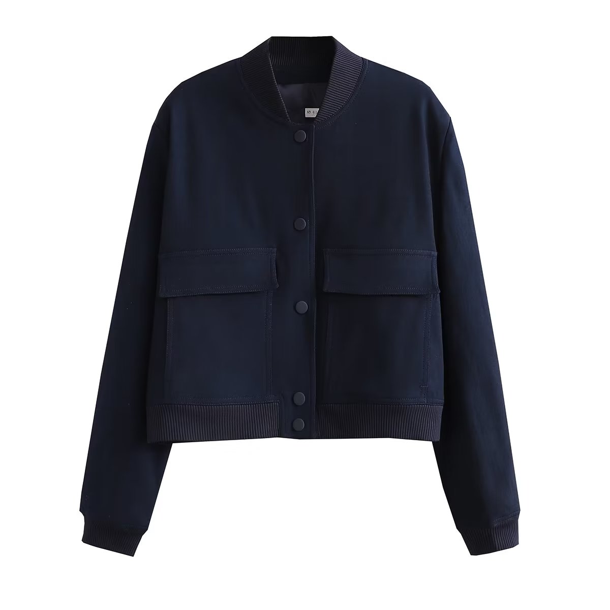 Damen Kurzjacke Modern mit Taschen und Cropped Schnitt