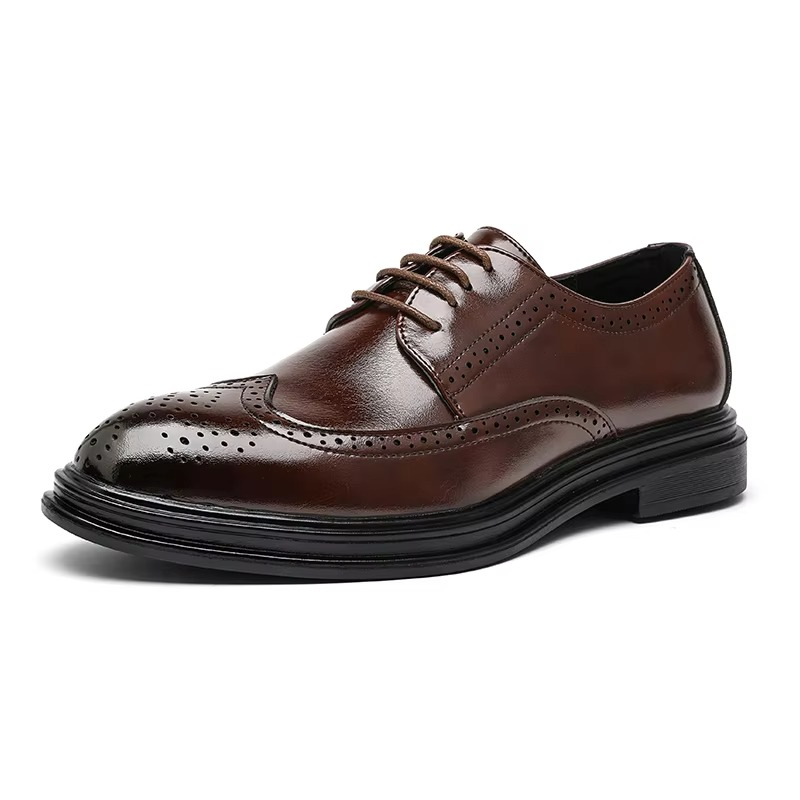 Herrenschuhe Flügelspitze Klassisch Schwarze Business Schuhe - BerlinGlamour
