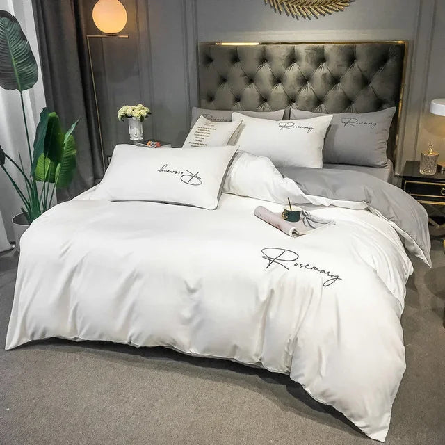 Luxus Bettwäsche mit Stickdesign Elegante Schlafzimmer